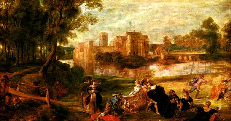 Peter Paul Rubens park utanfor ett slott oil painting picture